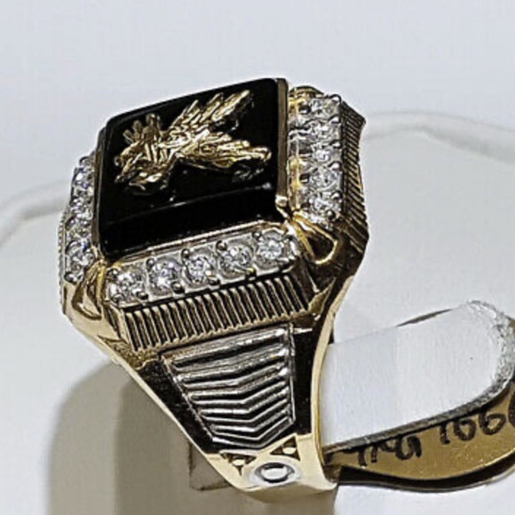NEW Eagle Two Tone 925 Silver Ring for Men’s - Picture 4 of 4
